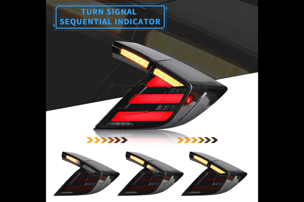 Honda Civic 10th Gen Hatchback and Type R Smoked Style LED Tail Lights Upgrade (2016-2021) - K2 Industries
