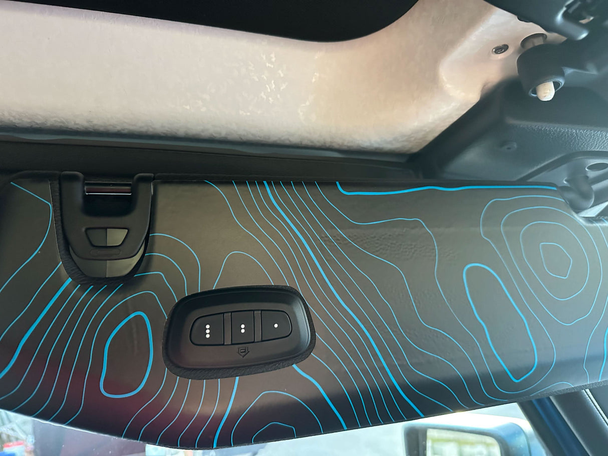 Topographic Map Sun Visor Overlays - 2018+ Wrangler JL / Gladiator JT