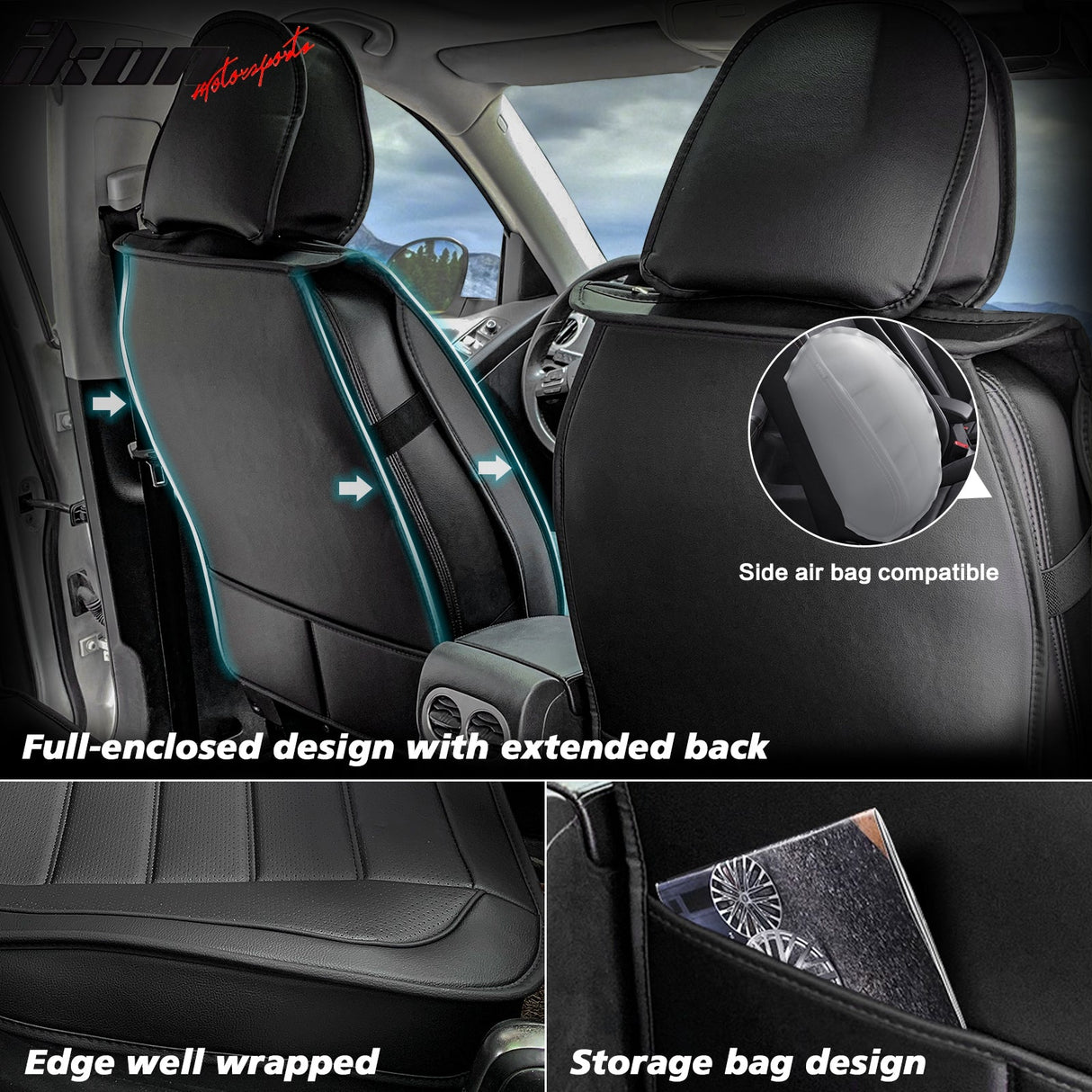 2007-2025 Jeep Wrangler JK JL Leather Car Seat Cover w/ Pocket