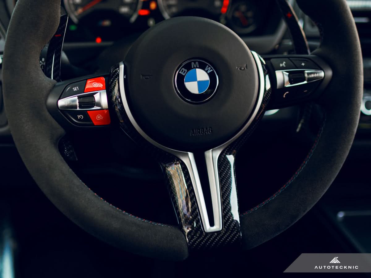 AutoTecknic Carbon Fiber Steering Wheel Trim Cover - F-Chassis M Vehicles