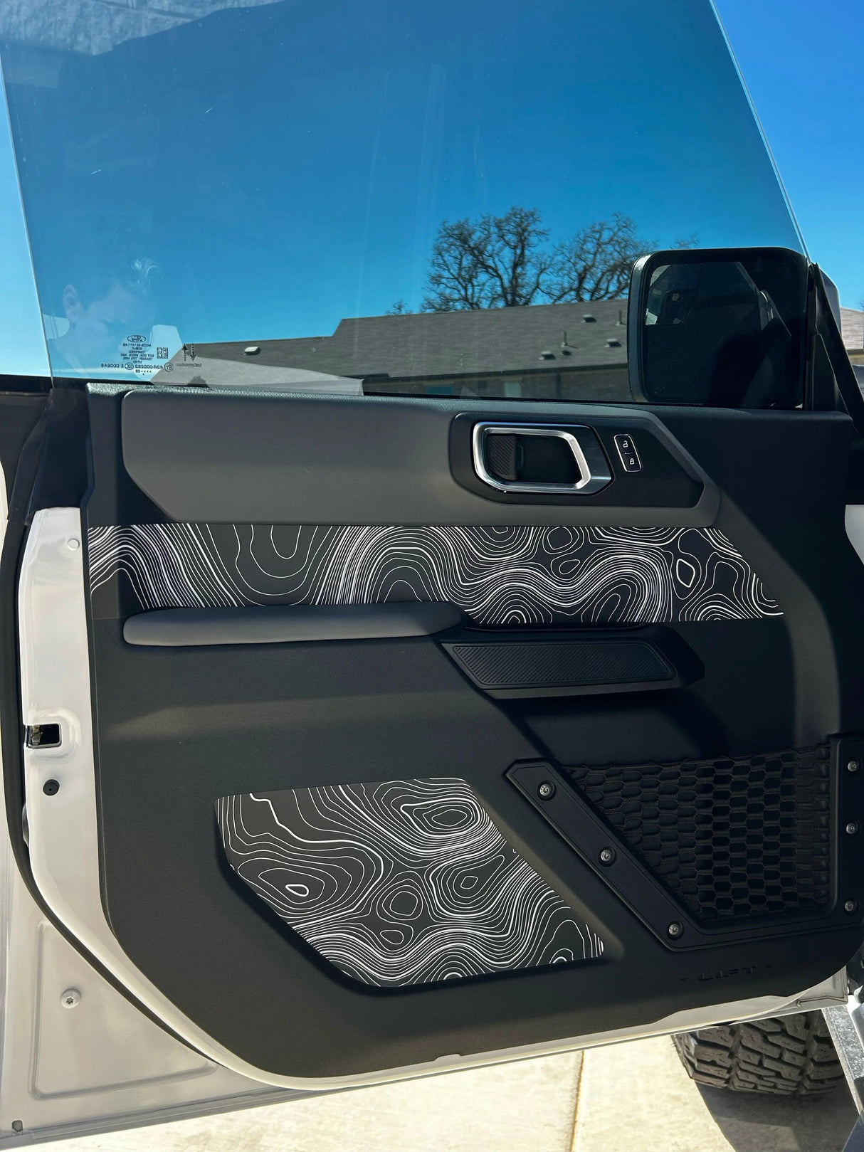 Topo Front Interior Upper Door Card Insert Overlays (Printed Series) - 2021+ Bronco 4 Door