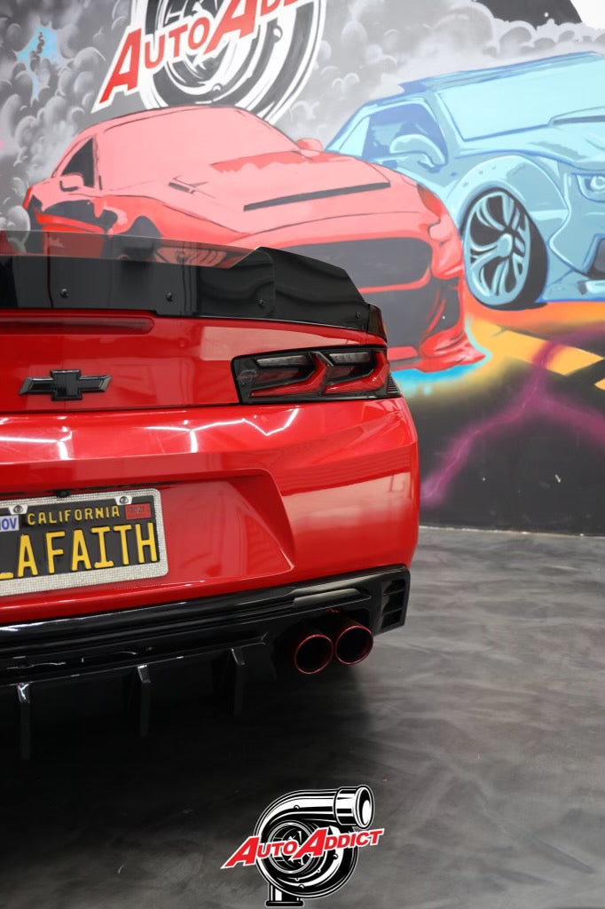 2016-2018 CHEVY CAMARO VELOX LED TAILLIGHTS GLOSS BLACK/RED LENS