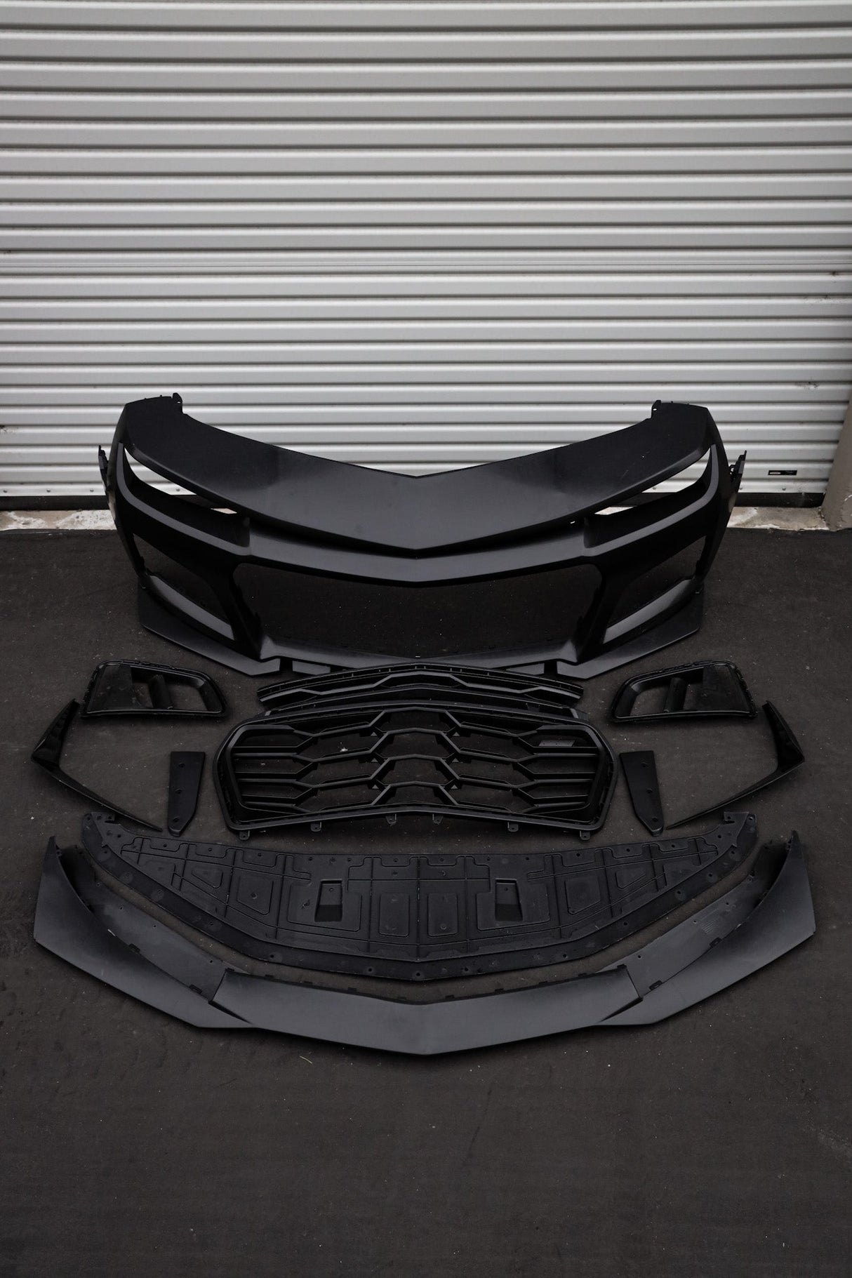 2010-2015 Chevy Camaro ZL1 1LE Track Package Front Bumper Conversion 11pcs Full Kit Flat BLK Body Kit