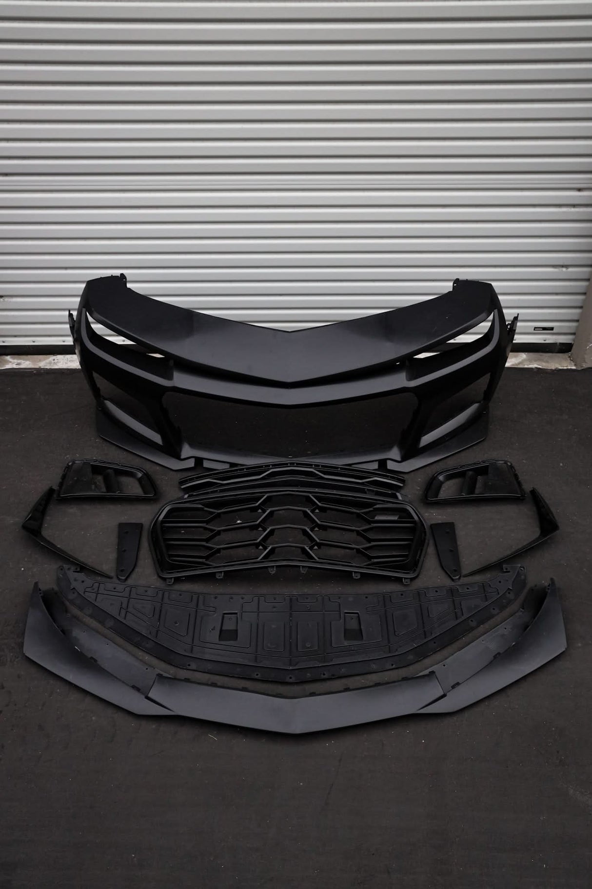 2010-2015 Chevy Camaro ZL1 1LE Track Package Front Bumper Conversion 11pcs Full Kit Flat BLK Body Kit