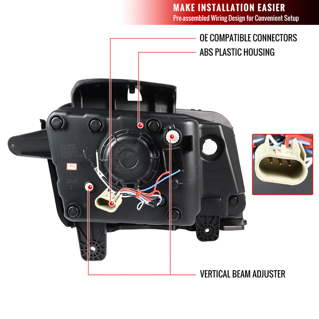 2010-2013 Chevy Camaro 6th Gen Style Headlights – OEM Bumper Fitment, LED Light Bar