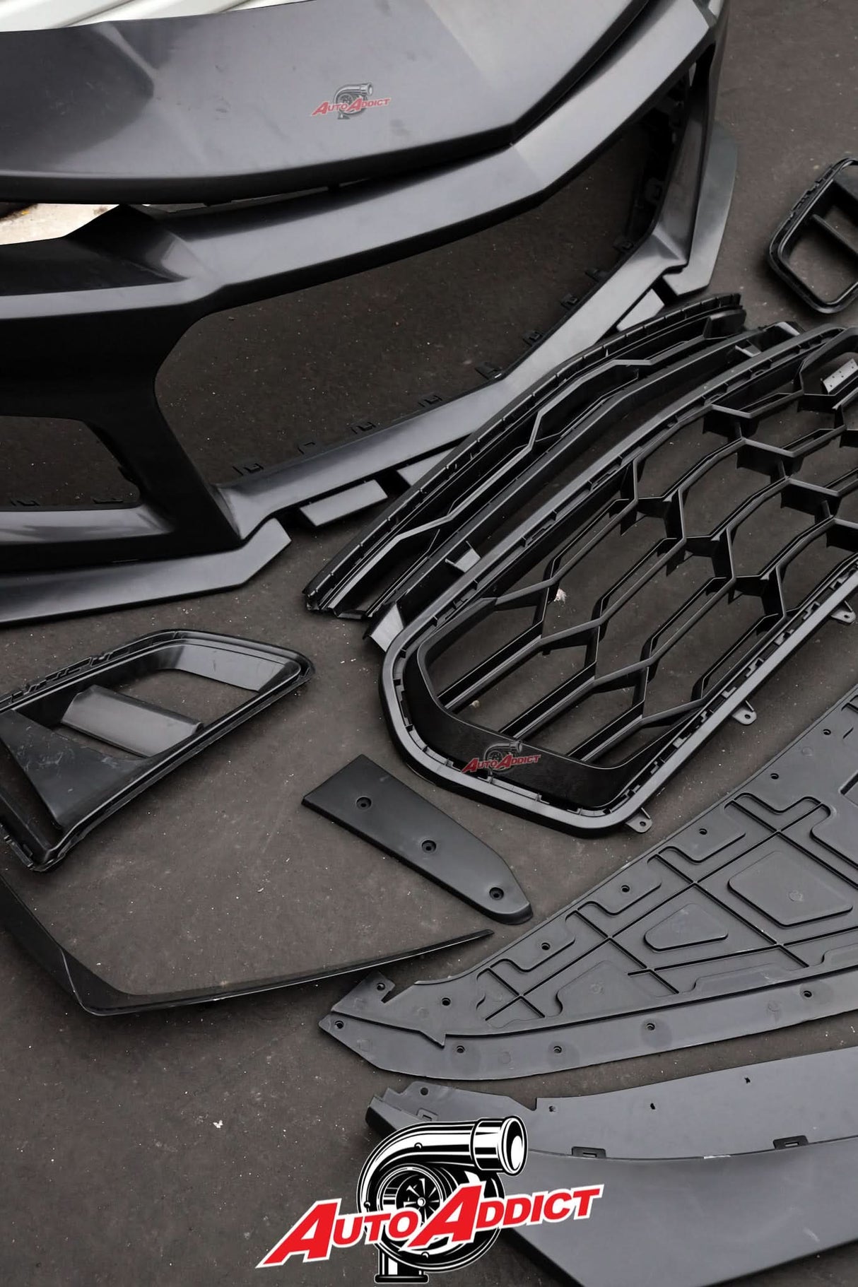 2010-2015 Chevy Camaro ZL1 1LE Track Package Front Bumper Conversion 11pcs Full Kit Flat BLK Body Kit