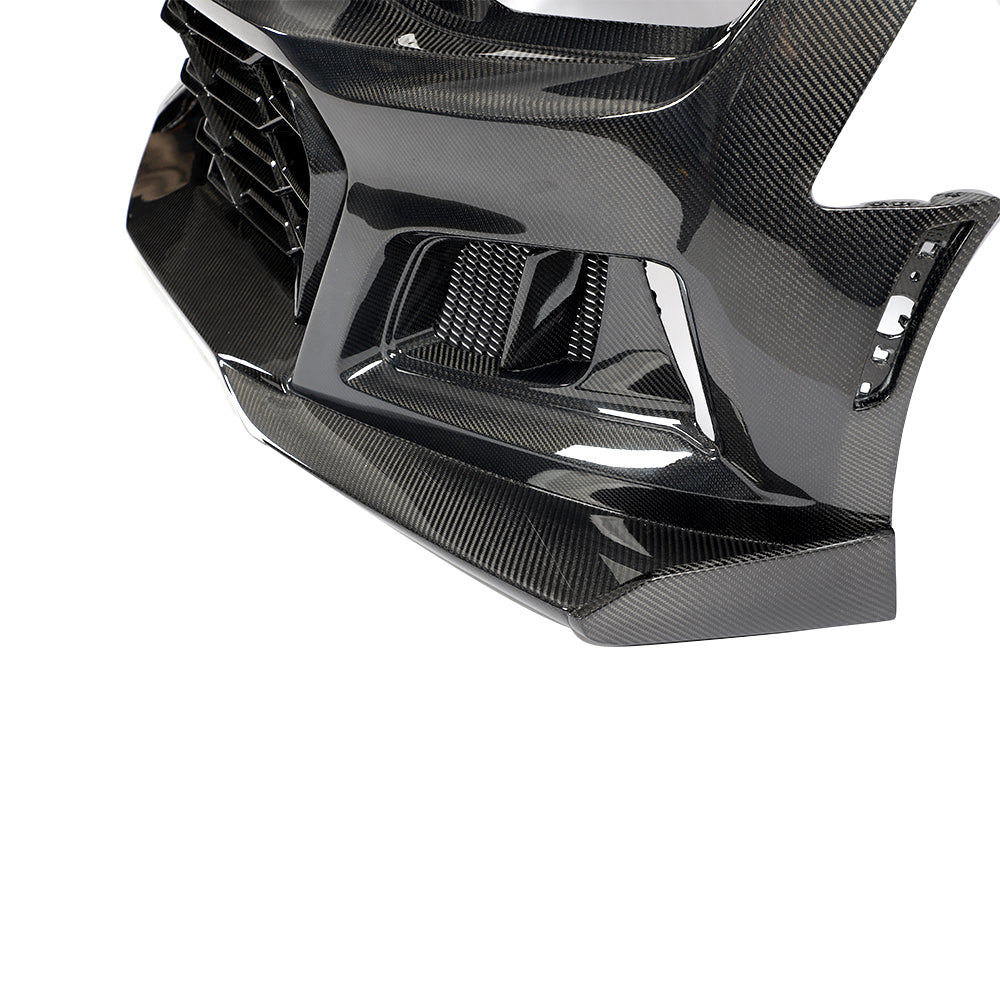 2019-2025 Chevy Camaro SS RS LT Black Panther ZL1 1LE 1PC Full Gloss Carbon Fiber Track Package Front Bumper Conversion for RS Headlights