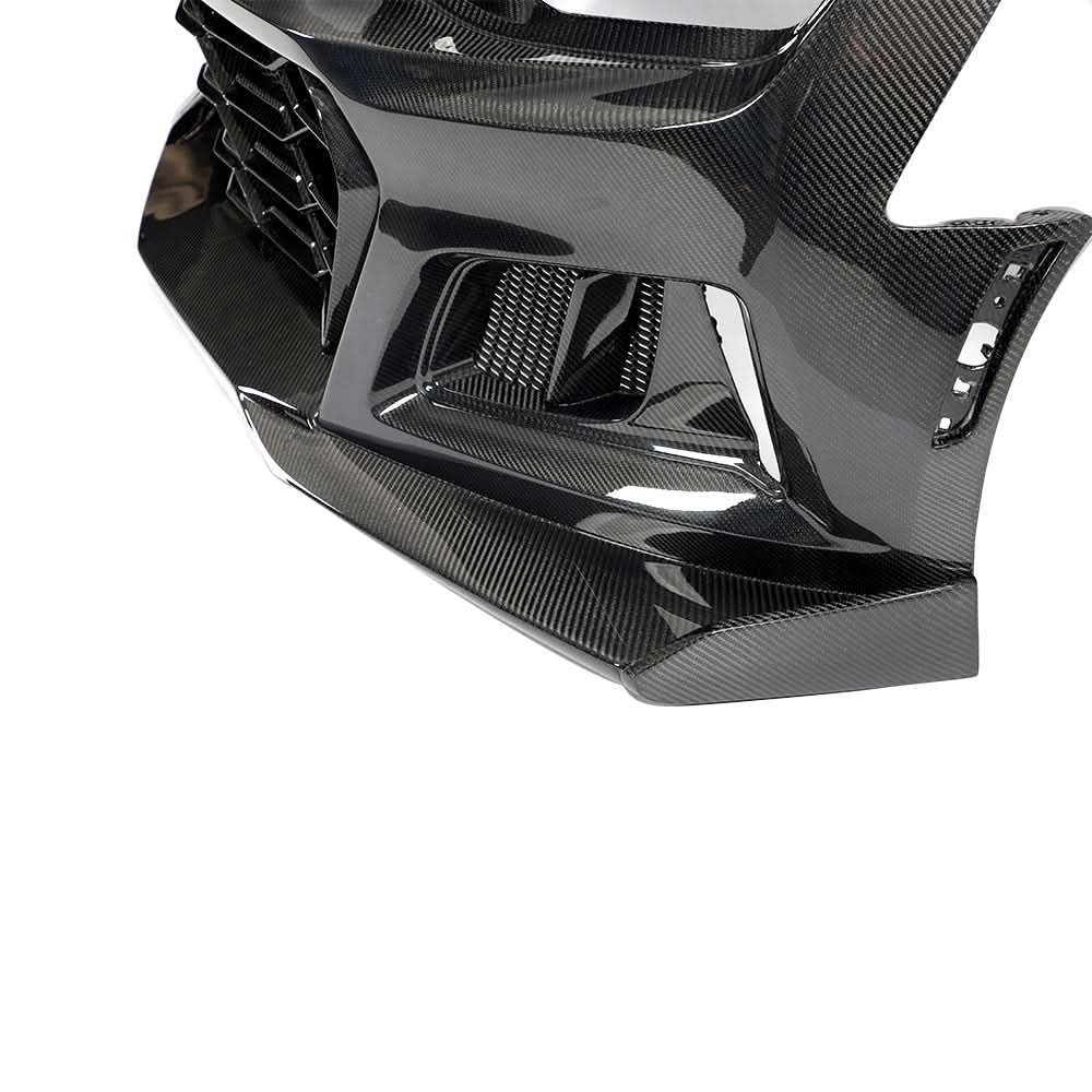 2019-2025 Chevy Camaro SS RS LT Black Panther ZL1 1LE 1PC Full Gloss Carbon Fiber Track Package Front Bumper Conversion for RS Headlights