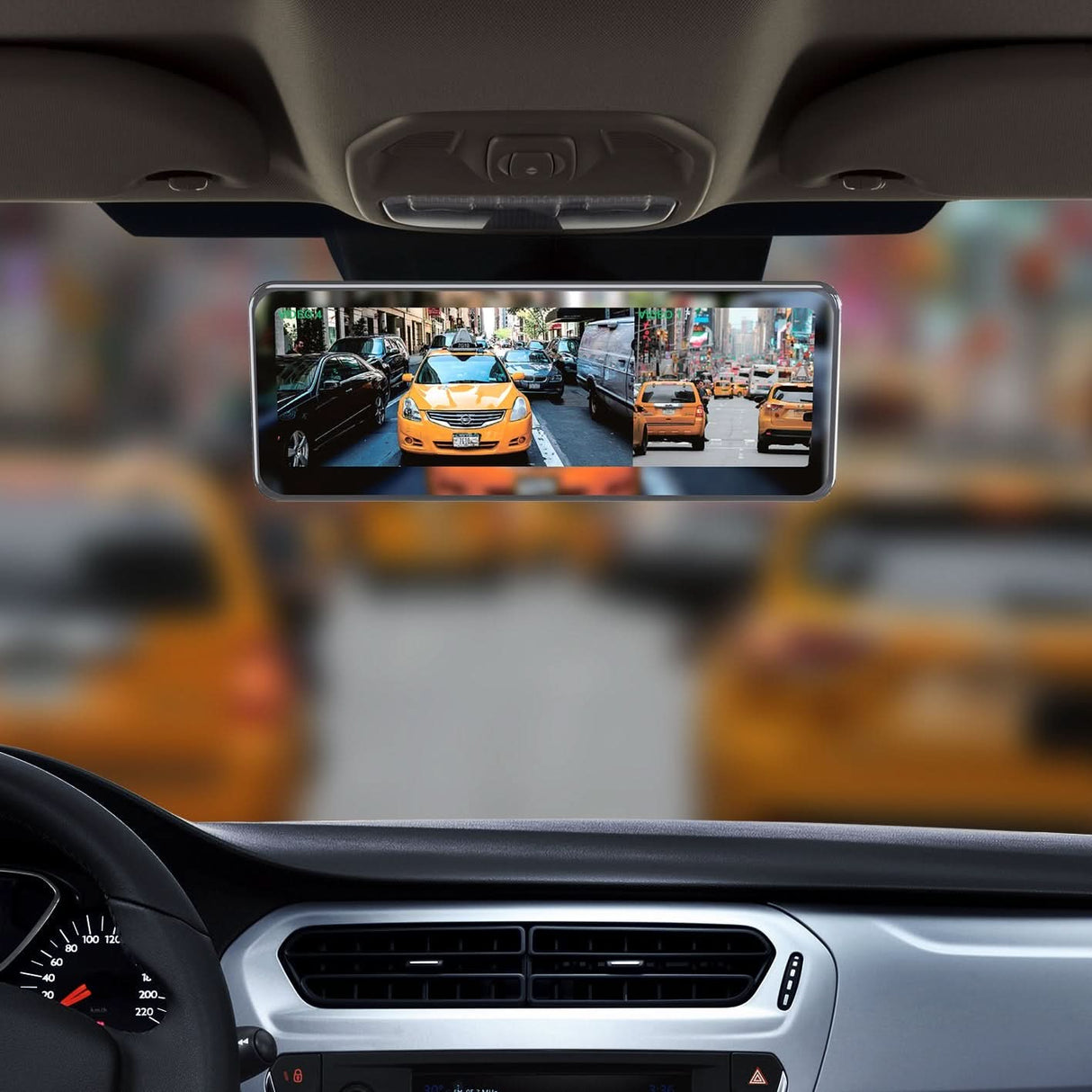 Master Tailgaters 8" Frameless Rear View Mirror with 7" LCD Screen | Rearview Universal Fit Mount | 4 Video Inputs | Auto Adjusting Brightness LCD | Anti Glare | Full Original Mirror Replacement