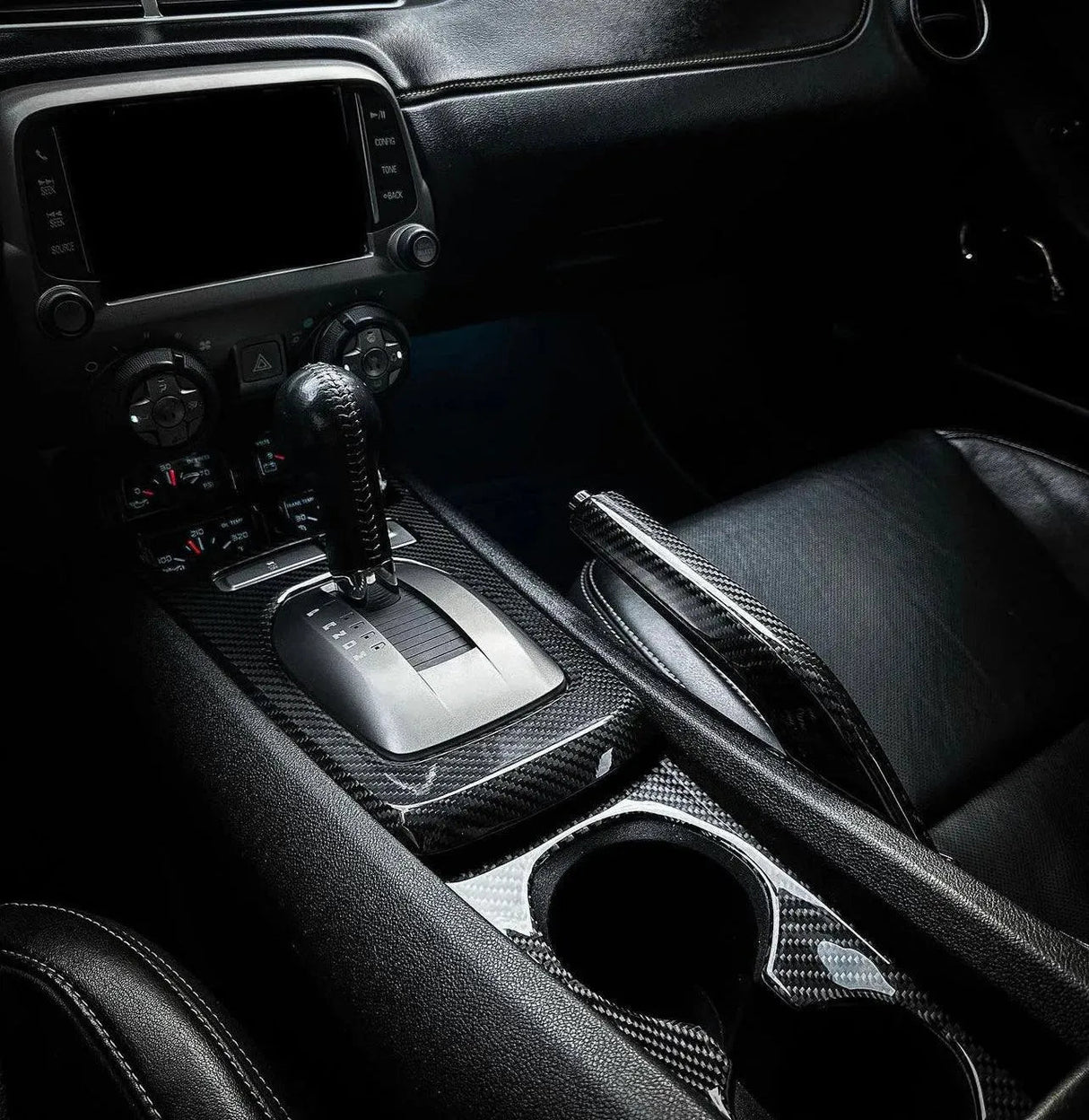 Interior Carbon Fiber Center Console Cover for 2010-2015 Chevy Camaro
