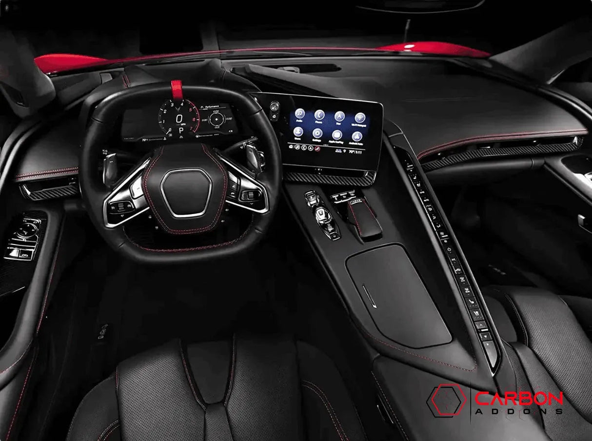 C8 Corvette Dash Chrome Trim Carbon Fiber Cover Kit