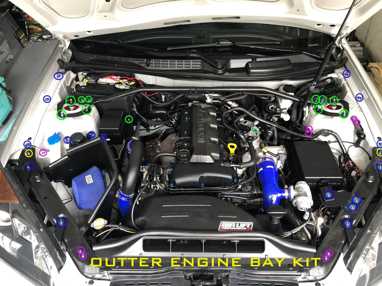 JDC Titanium Engine Bay Dress-Up Hardware Kit | Hyundai Genesis Coupe 2.0T BK2
