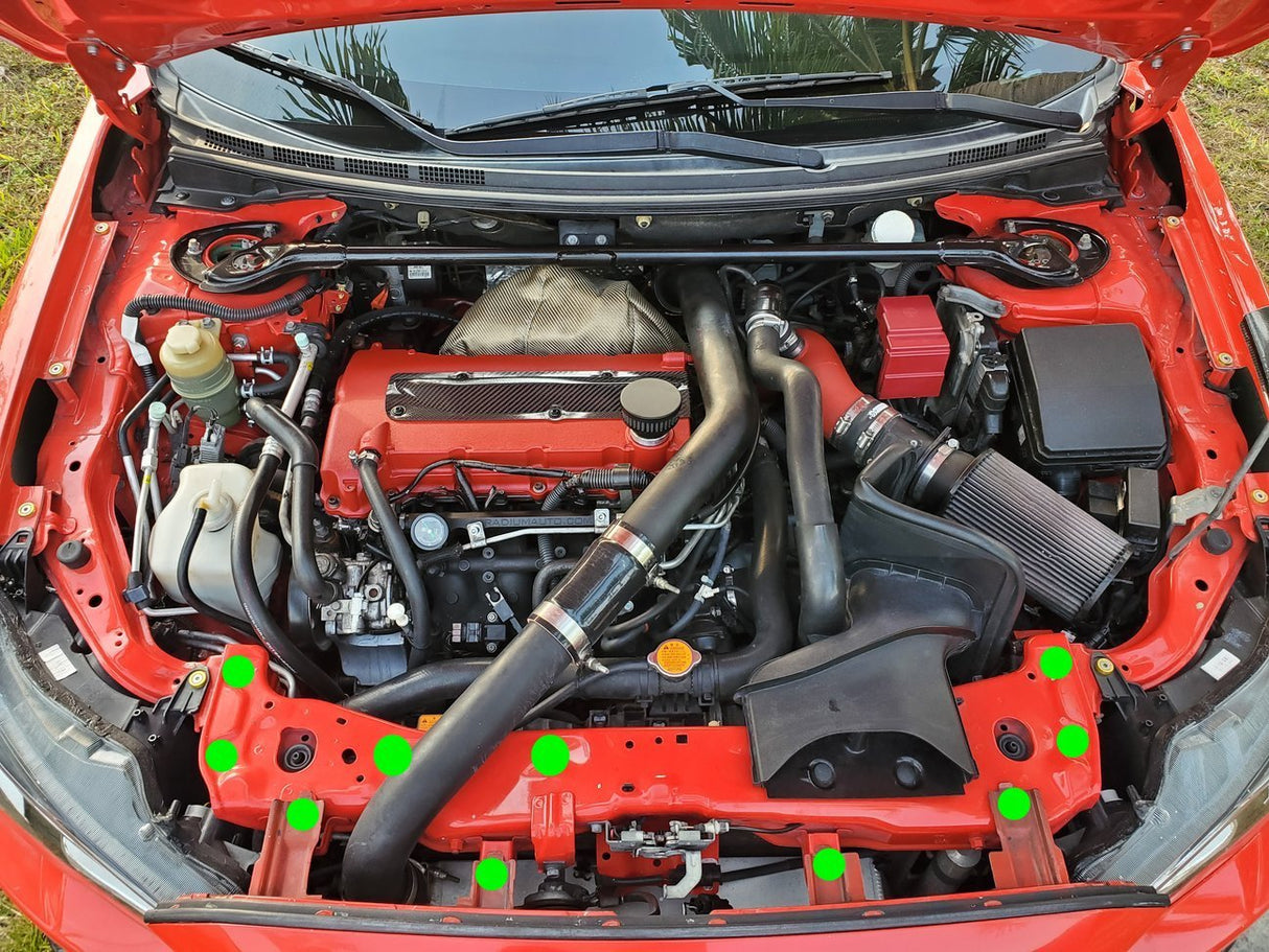 JDC Titanium Radiator Support Area Hardware Kit | Mitsubishi Evo X