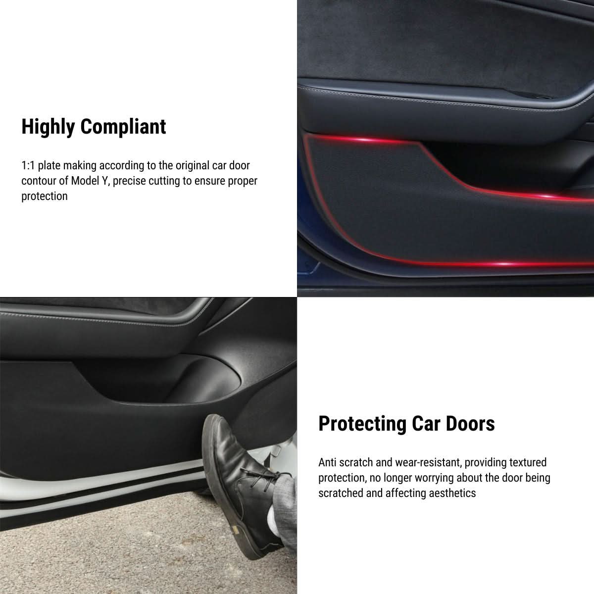 Leather Door Protector Anti-Kick Mat for Tesla Model Y 2020-2025.03