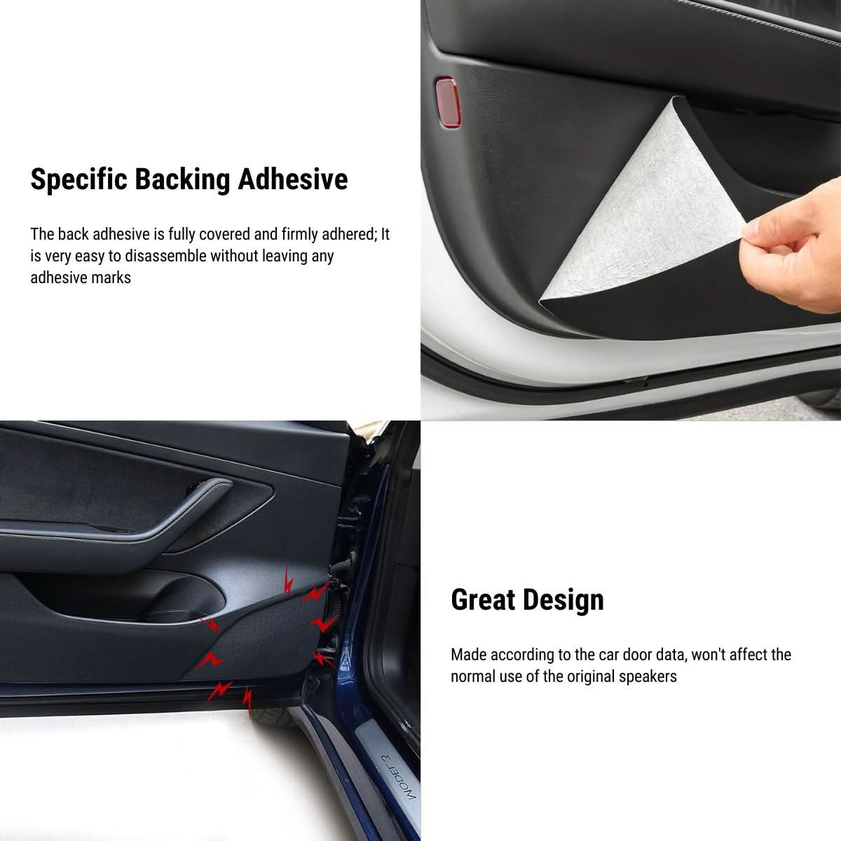 Leather Door Protector Anti-Kick Mat for Tesla Model Y 2020-2025.03