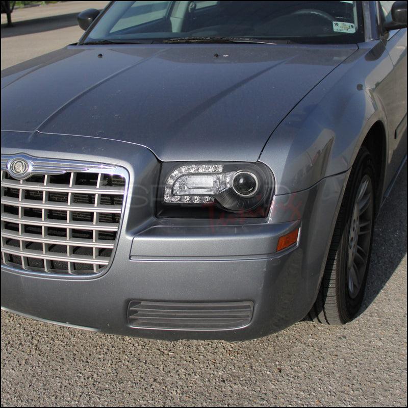 Spec-D Projector Headlights Chrysler 300 (2005-2010) w/ LED Strip - Black