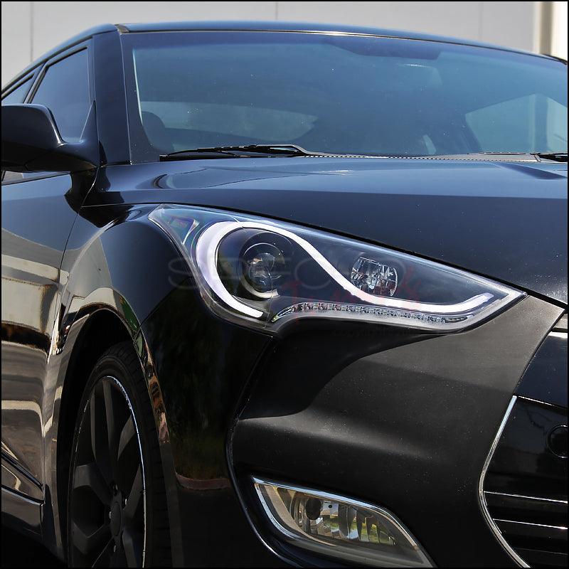 Spec-D Projector Headlights Hyundai Veloster (2012-2017) LED Sequential - Black or Chrome