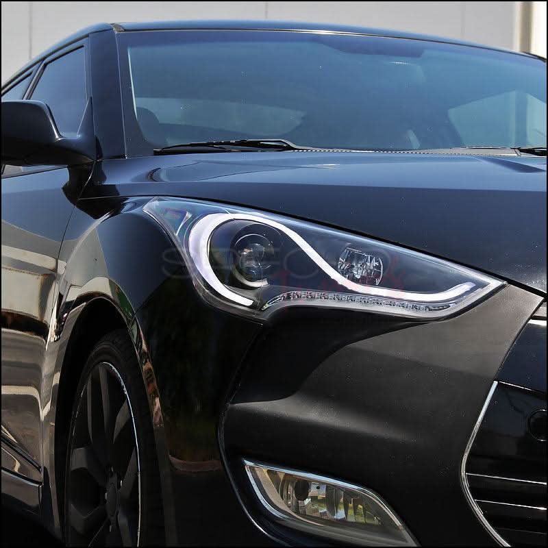 Spec-D Projector Headlights Hyundai Veloster (2012-2017) LED Sequential - Black or Chrome