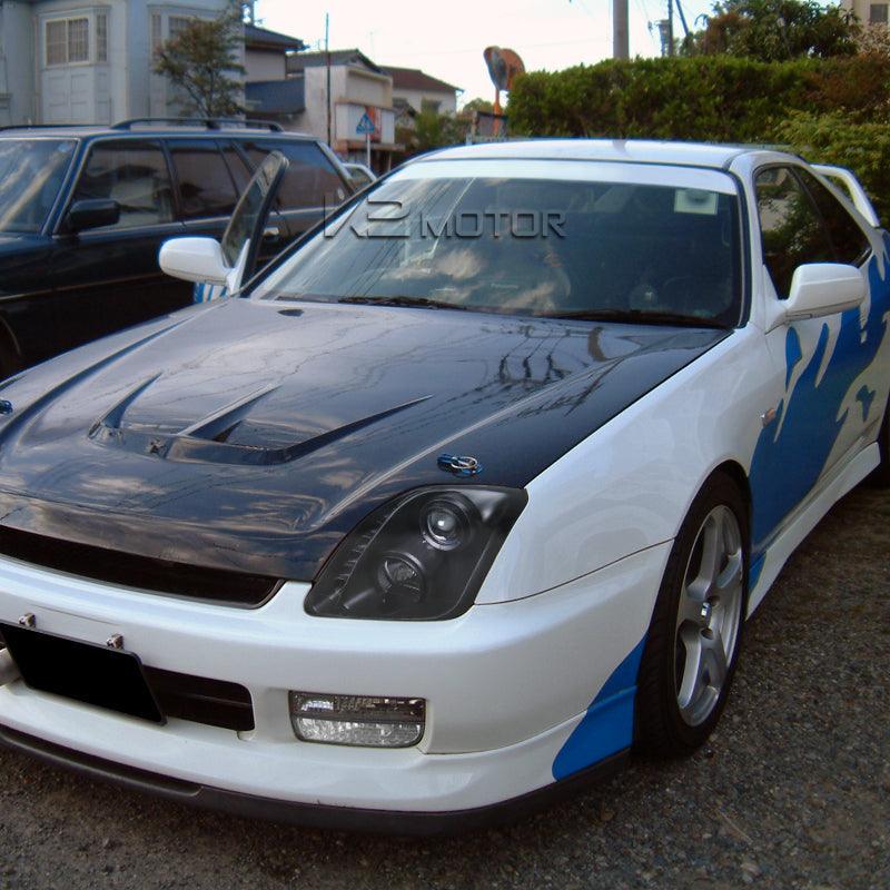 Spec-D Projector Headlights Honda Prelude (97-01) w/ LED Strip - Black / Tinted