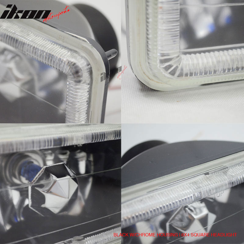 Universal 4X6 Square H4 Headlight Lamp With Halogen Bulb Clear Lens