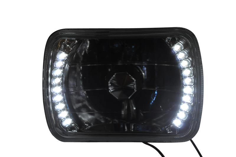 7X6 Sealed Beam LED Headlights w/ H4 Bulbs H6052 Housing Diamond Cut