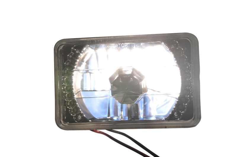 7X6 Sealed Beam LED Headlights w/ H4 Bulbs H6052 Housing Diamond Cut