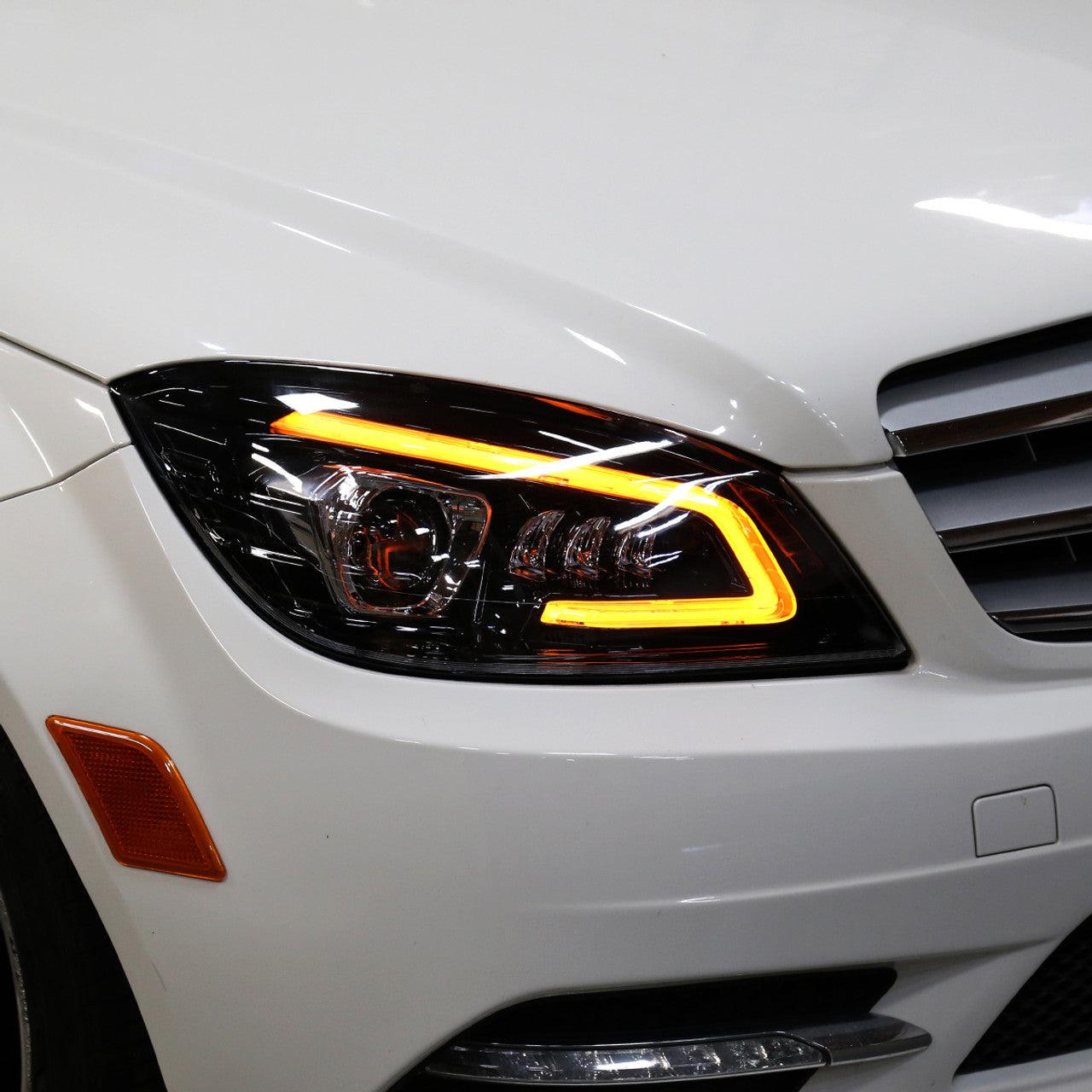 Mercedes C250 C300 C350 W204 Switchback Sequential Full LED Projector Headlights (2008-2014) - K2 Industries
