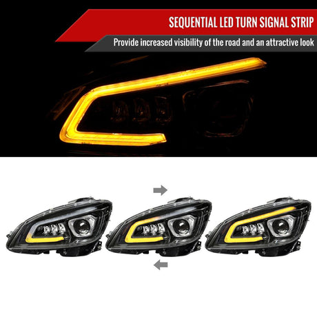 Mercedes C250 C300 C350 W204 Switchback Sequential Full LED Projector Headlights (2008-2014) - K2 Industries