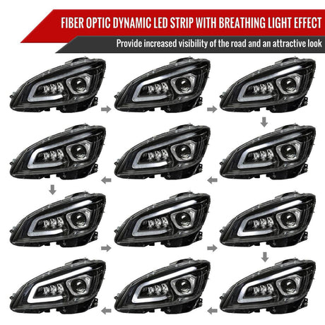 Mercedes C250 C300 C350 W204 Switchback Sequential Full LED Projector Headlights (2008-2014) - K2 Industries