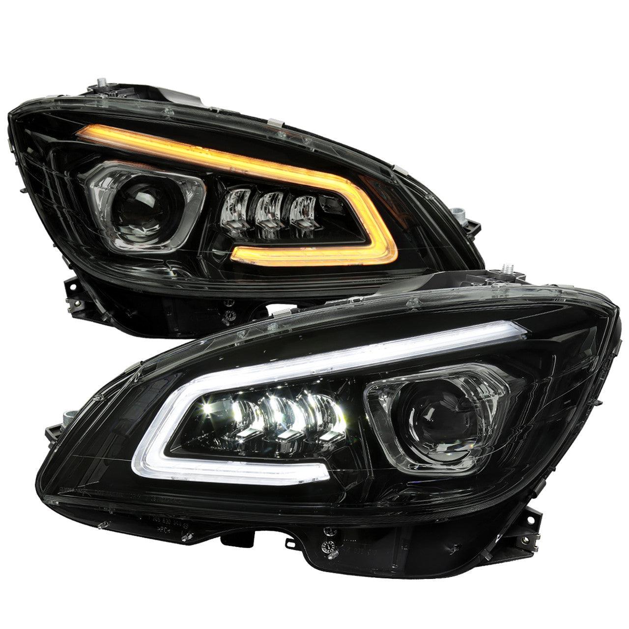 Mercedes C250 C300 C350 W204 Switchback Sequential Full LED Projector Headlights (2008-2014) - K2 Industries
