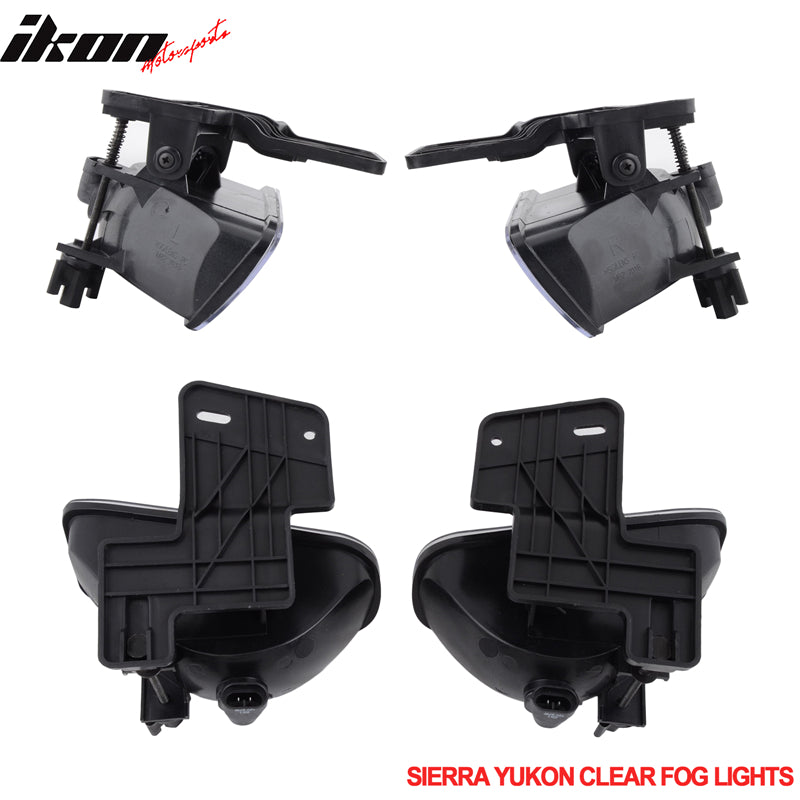 Fits Yukon Xl Sierra Clear Fog Lights+Bulbs+Wiring Kit Switch Harness