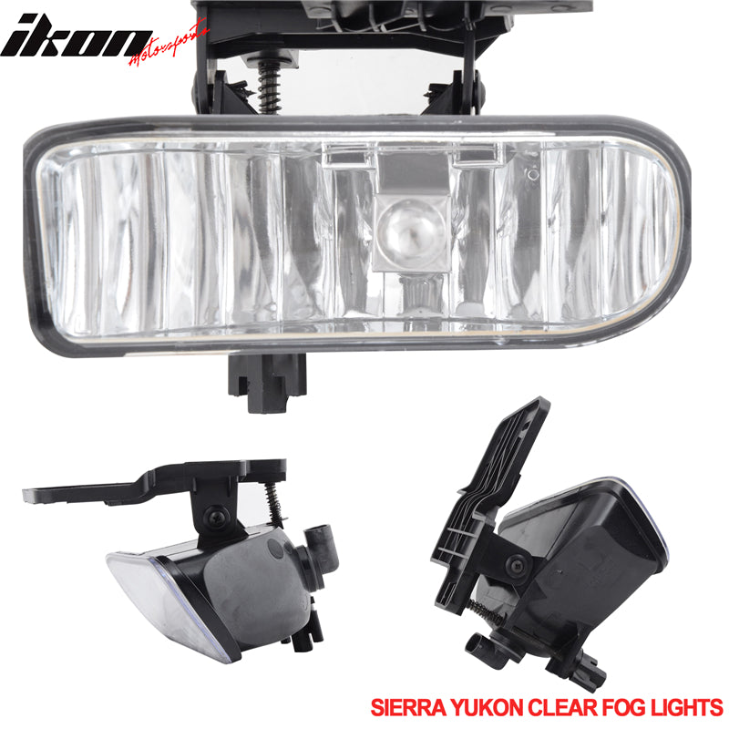 Fits Yukon Xl Sierra Clear Fog Lights+Bulbs+Wiring Kit Switch Harness