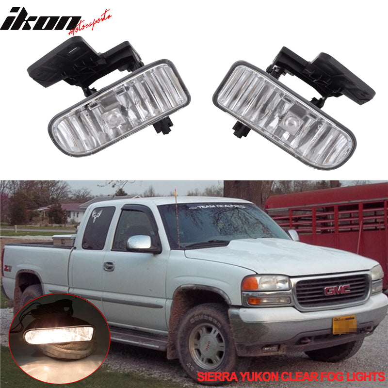 Fits Yukon Xl Sierra Clear Fog Lights+Bulbs+Wiring Kit Switch Harness