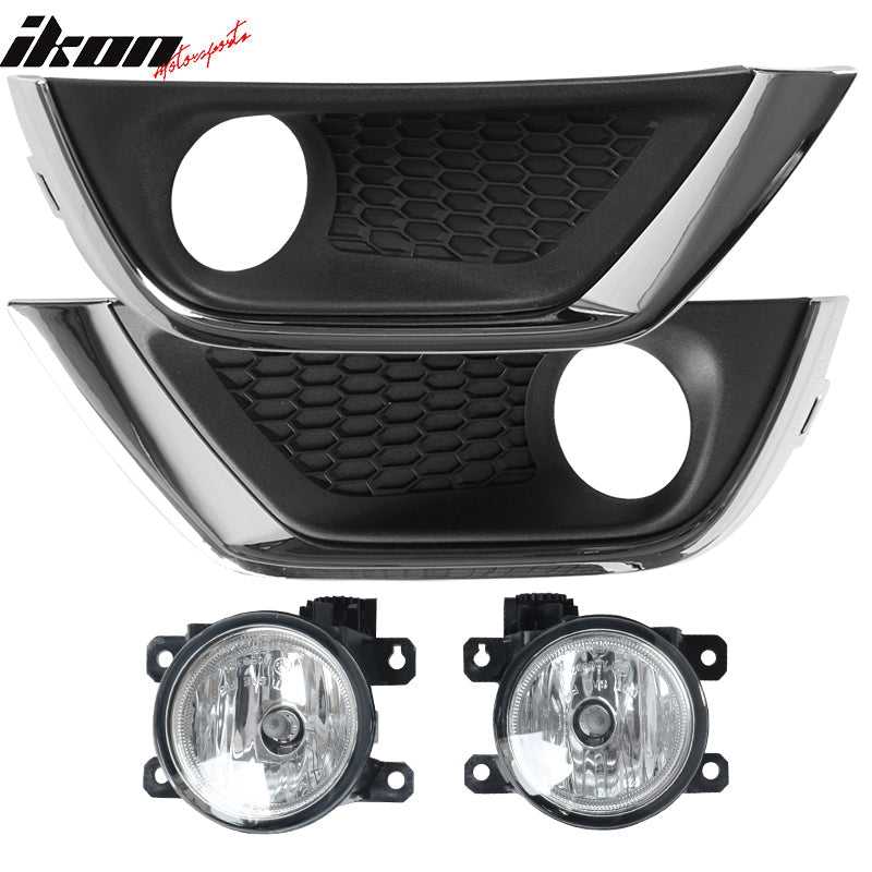 Fits 17-18 Jeep Compass Front Clear Glass Lens Black Cover Shell Pair