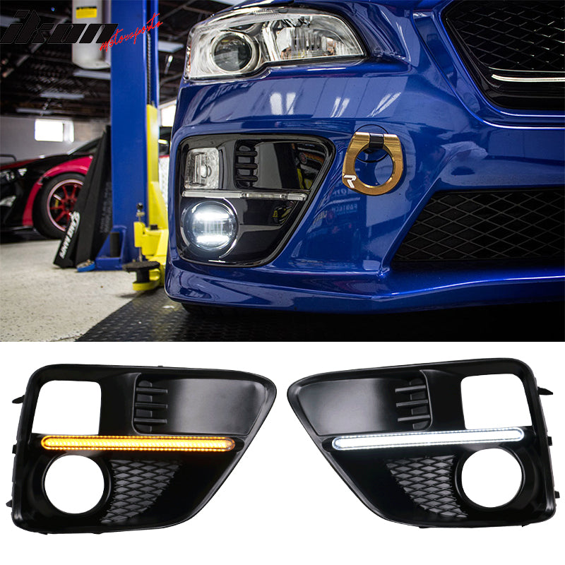 2015-2017Â Subaru WRX Sti White DRL & Amber Switchback Fog Light Covers