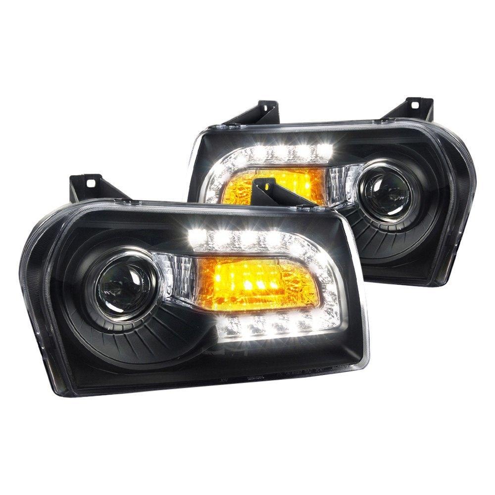 Spec-D Projector Headlights Chrysler 300 (2005-2010) w/ LED Strip - Black