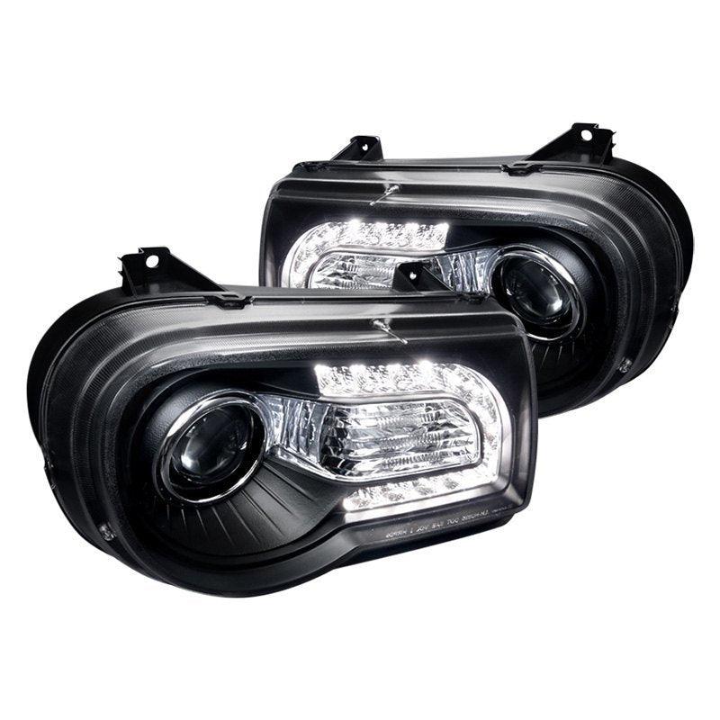 Spec-D Projector Headlights Chrysler 300C (2005-2010) w/ LED Strip - Black / Tinted / Chrome