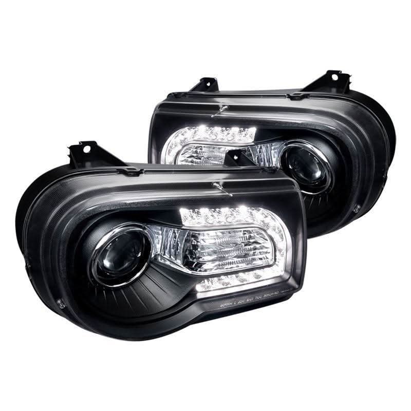 Spec-D Projector Headlights Chrysler 300C (2005-2010) w/ LED Strip - Black / Tinted / Chrome