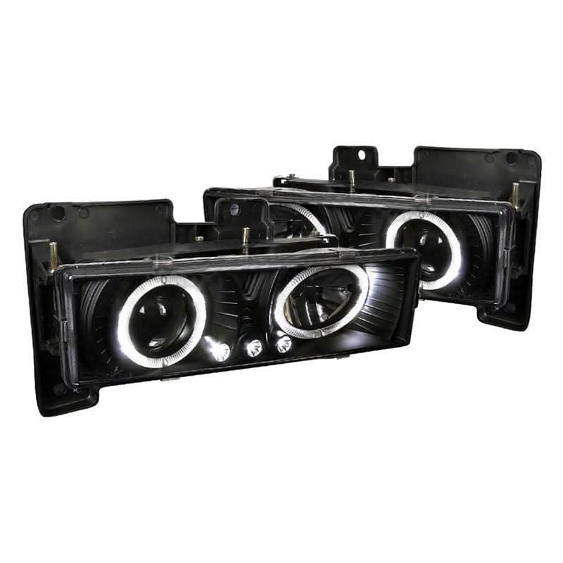 Spec-D Projector Headlights Chevy C10 / Blazer / Tahoe / Silverado (88-98) Halo LED - Black or Chrome