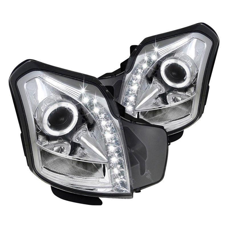 Spec-D Projector Headlights Cadillac CTS (03-07) Halo w/ LED Strip - Black / Smoked / Chrome