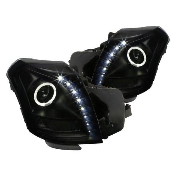Spec-D Projector Headlights Cadillac CTS (03-07) Halo w/ LED Strip - Black / Smoked / Chrome