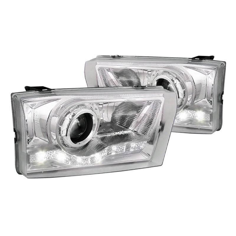Spec-D Projector Headlights Ford F250 F350 F450 F550 (99-04) w/ SMD LED Light Strip - Black or Chrome