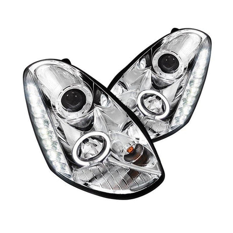 Projector Headlights Infiniti G35 Sedan (2005-2006) Halo w/ LED Strip - Black or Chrome - K2 Industries