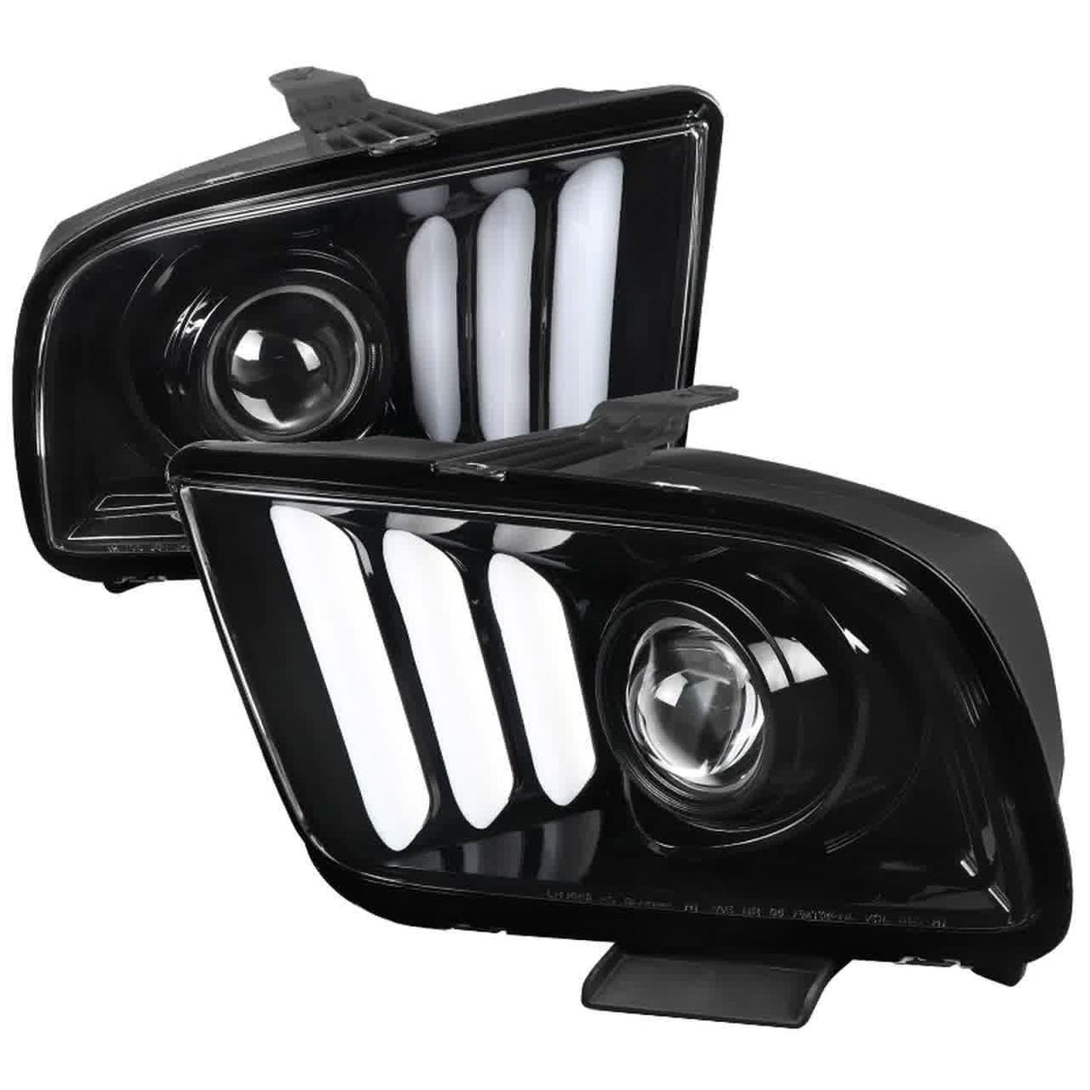Spec-D Projector Headlights Ford Mustang (05-09) S197 Triple LED Light Bars - Black / Smoke / Chrome