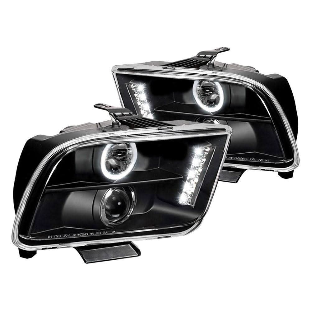 Spec-D Projector Headlights Ford Mustang S197 (05-09) w/ Halo & LED Strip - Black or Chrome