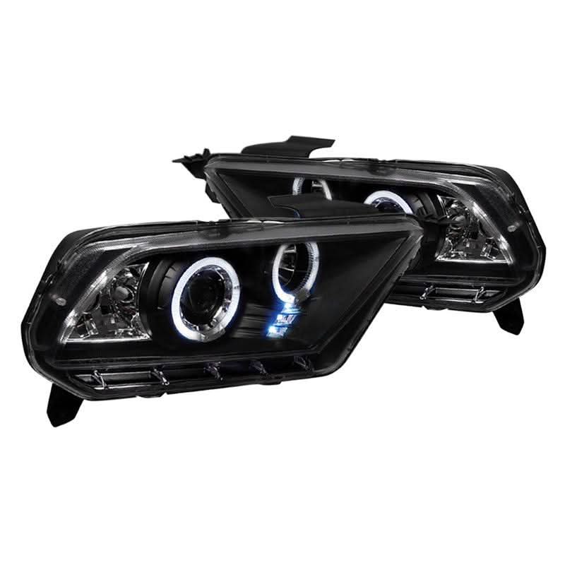 Spec-D Projector Headlights Ford Mustang (10-14) Dual Halo LED - Black or Chrome