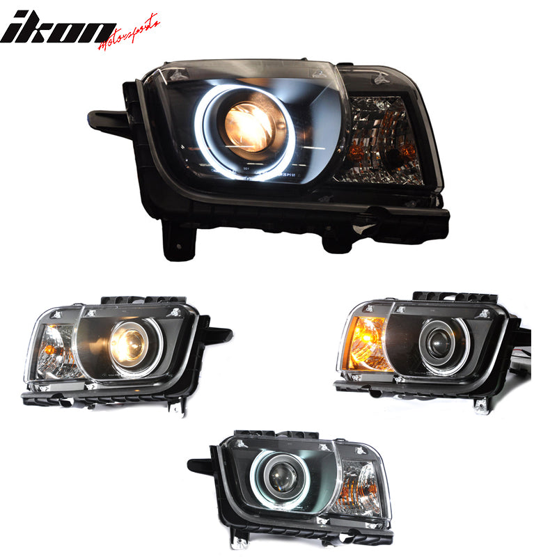 Fits 10-13 Camaro CCFL Halo Projector Headlights Head Lamps Light Pair