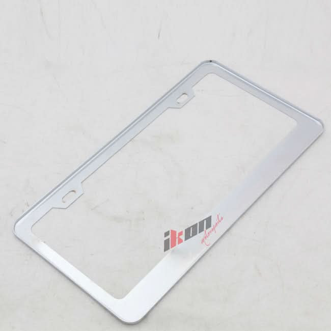 2PC Chrome Steel License Plate Frame + Screw Cap Car Truck Van SUV