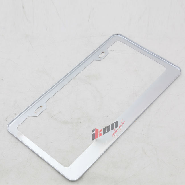 Chrome Metal Finish Steel License Plate Frame Cover + Screw Caps