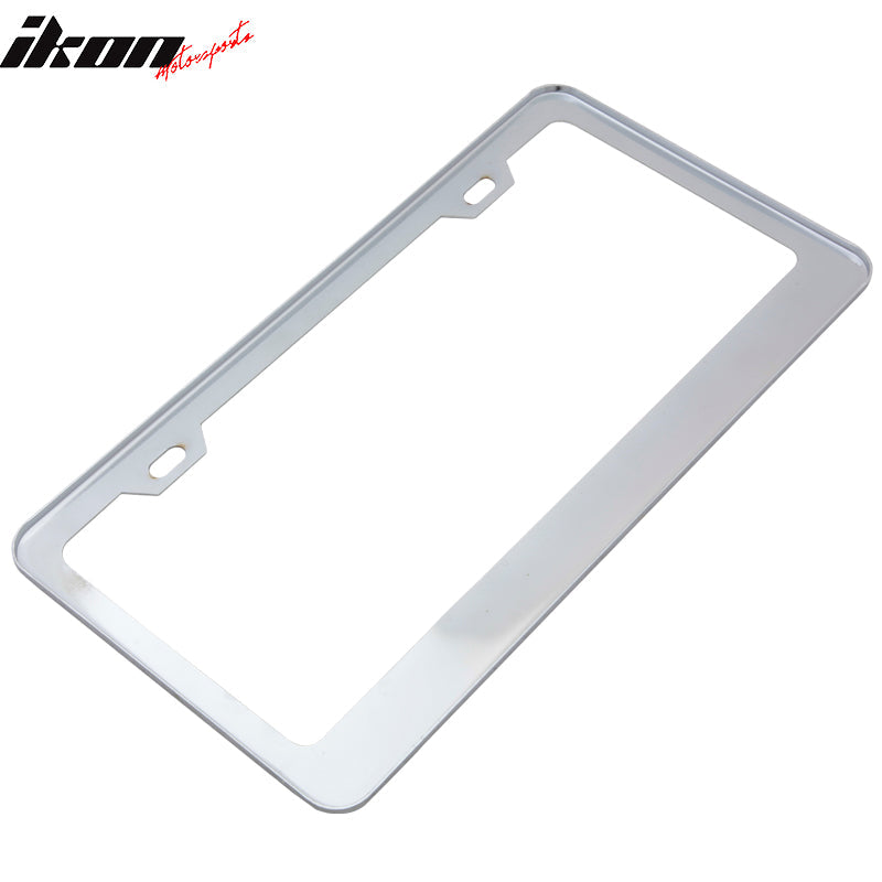 Chrome Metal Finish Steel License Plate Frame Cover + Screw Caps